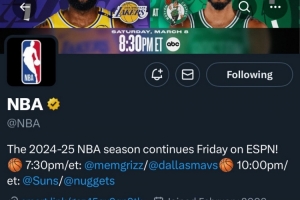 预热🔥NBA官推已提前一天将账号背景图换为詹姆斯vs塔图姆海报