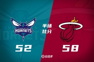 半场战报：热火58-52黄蜂 维金斯14分热巴13分9板 小桥19分