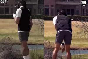 边抽🚬边打高尔夫🏌️‍♂️美媒：浓眉正乐享人生美好时光