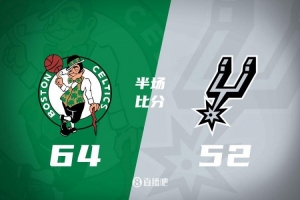塔图姆12+6+5 霍勒迪16分 凯尔特人半场64比52领先马刺