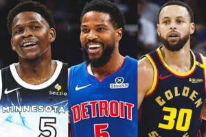 本赛季爱德华兹比斯利库里三人皆至少300三分 NBA历史首次出现