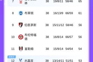英超最终积分榜：利物浦10分优势夺冠，枪手曼城蓝军纽卡进欧冠