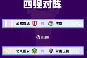 足协杯半决赛对阵出炉：北京国安vs云南玉昆，成都蓉城vs河南