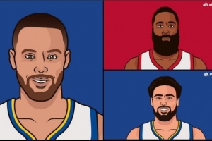 NBA历史单月三分命中数纪录：库里96个遥遥领先 哈登第2&克莱第3