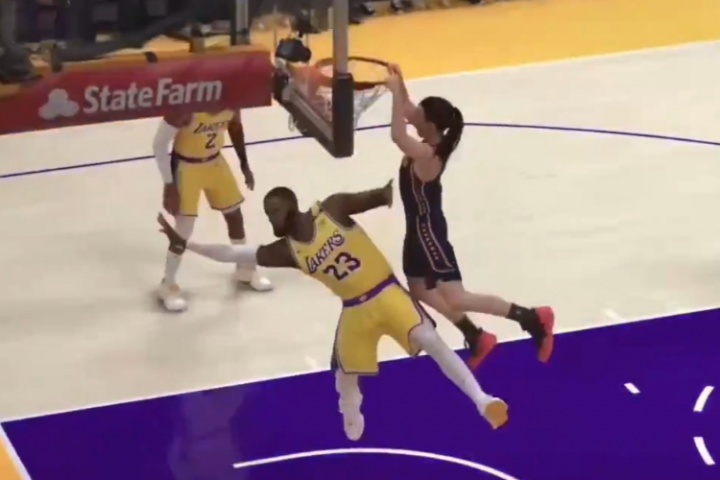 2K26将允许男女同场竞技 网友模拟凯特琳-克拉克暴扣詹姆斯