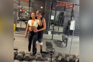男女搭配，干活不累！克莱与身材火辣的新女友一起在健身房撸铁