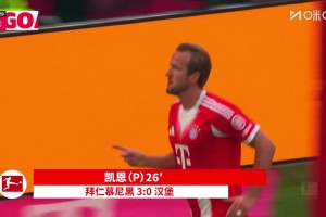 【集锦】德甲-凯恩2射1传格纳布里迪亚斯建功 拜仁5-0大胜汉堡