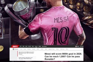 ESPN：预计梅西41岁达成千球，能否能超过罗？ 梅西更年轻